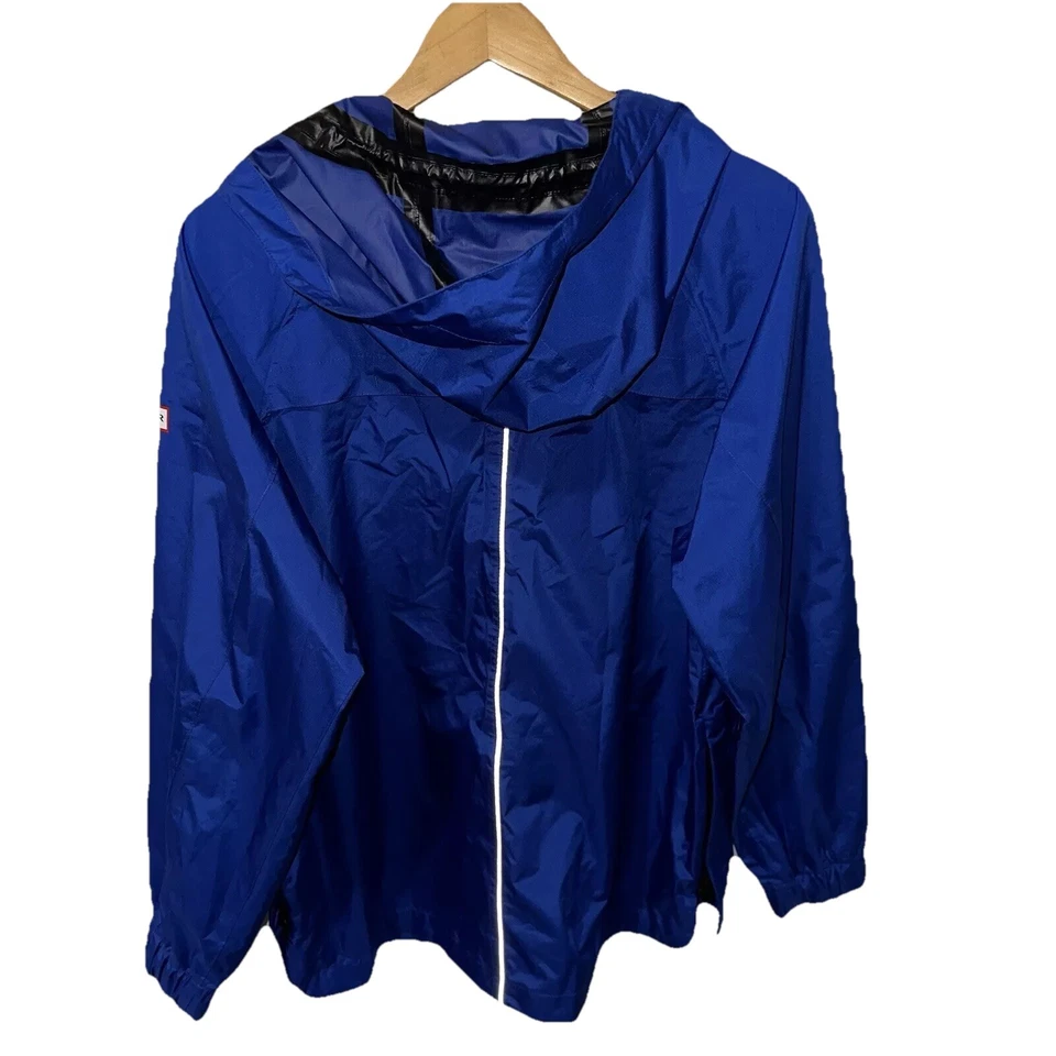 Hunter x Target Rain Jacket Hooded Anorak Vented Royal Blue Size Medium EUC - Image 2 of 4
