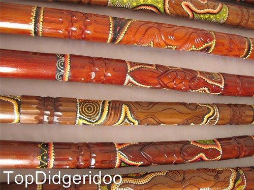 SHIPS FREE! +BAG! ABORIGINAL DIGERIDOO SNAKE HANDCARVED DOT-PAINTED dijeridoo - Picture 10 of 12