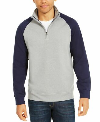 New Club Room Men's Small Navy Colorblock Stretch Quarter Zip Fleece  Sweatshirt