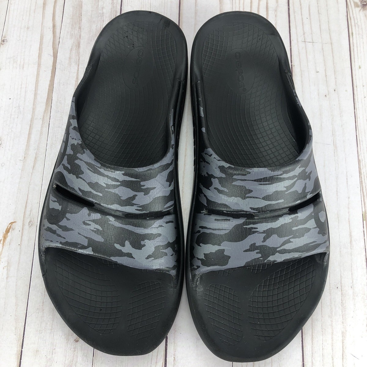 Oofos Ooah Sport Recovery Sandals Slides Comfort Gray Black  display picture 1