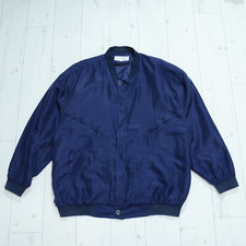 Vintage Soie Pour Soi 90's 100 Silk Bomber Jacket Y2K Rare Size XL Blue
