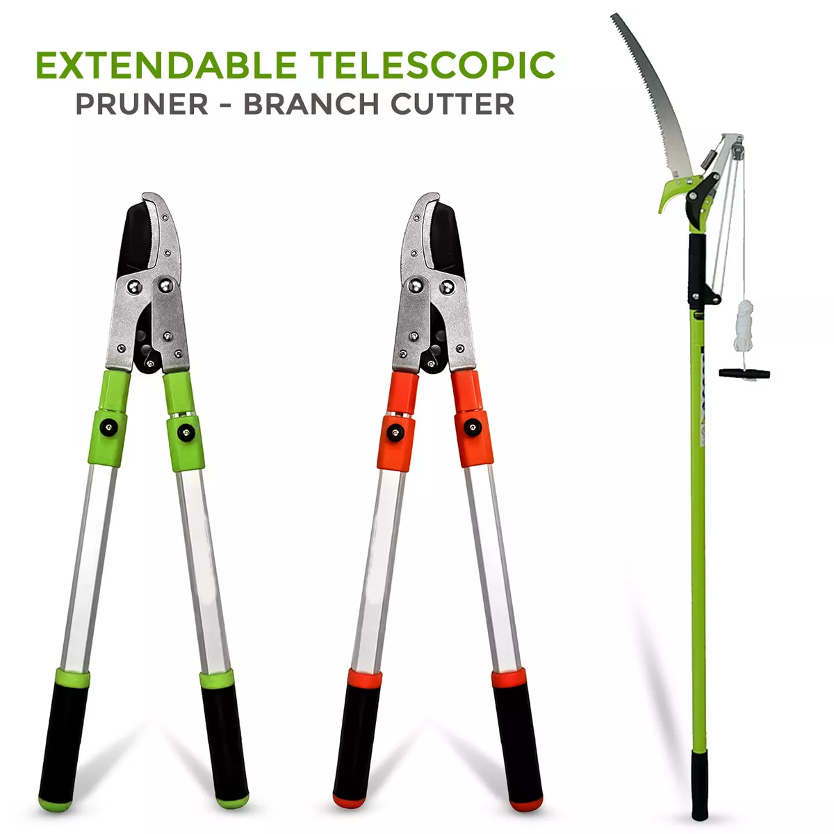 Extendable Telescopic Tree Pruner Garden Branch Cutter Lopper Inc Saw Attachment