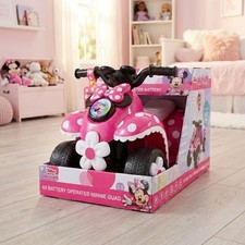 Girls Kids Pinky Ride-on Toy Minnie Mouse Battery Car Quad 6v Ages 18-36 Months