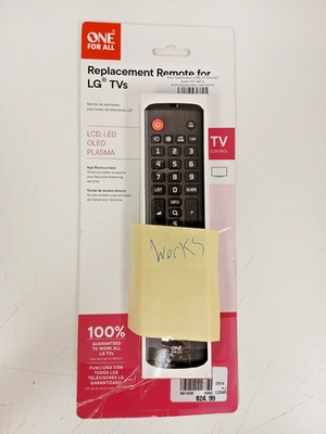 One For All Replacement Remote for LG TV's - Black