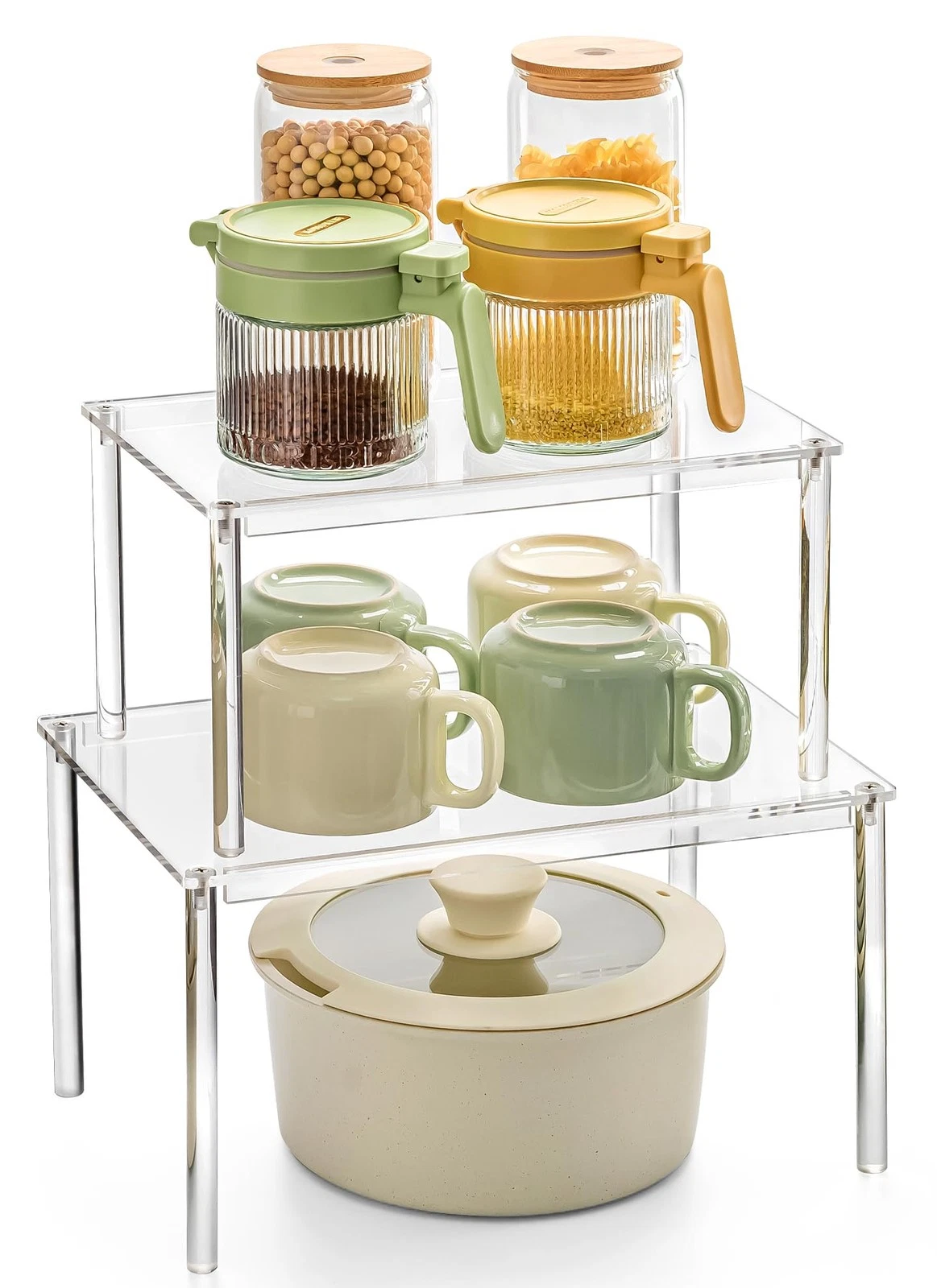 Acrylic Cabinet Organizer Set of 2 Shelf Organizer Spice Rack Organizer for C...