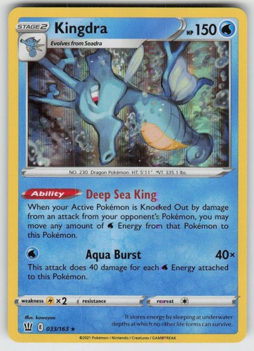 Holo Kingdra 033/163 Rare Battle Styles Near Mint