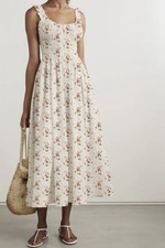 NEW DOEN Emmaretta Dress White Rose Floral Size L $300