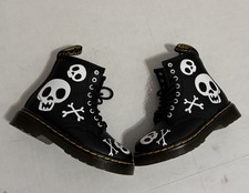 Dr Martens Junior 1460 Skull Black Leather Lace Up Boots Toddler Size 7 New