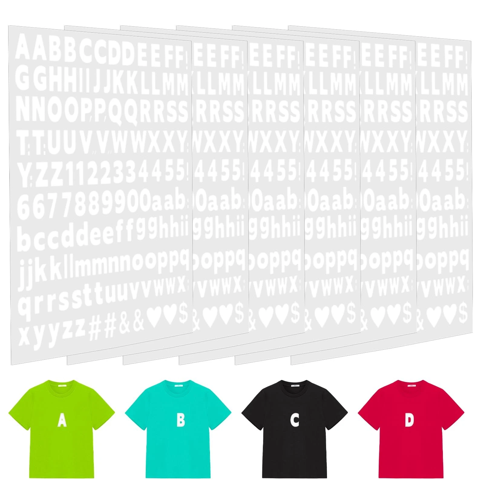 6 Sheets Iron On Numbers and Letters, Iron On Personalised Picture with S...