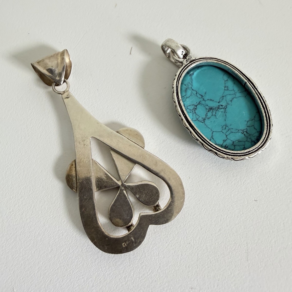 Vintage 925 Sterling Silver jewelry Pendants/ Set Of 2 View 4