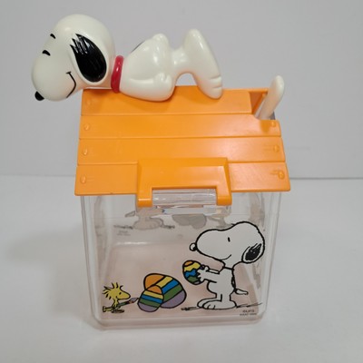 SNOOPY'S Easter CANDY BONZ, Dog House W/ SCOOP  5.5  Orange Lid VTG Collectible 