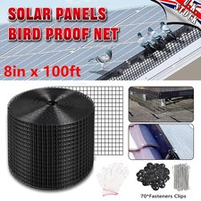 20cm*30M Solar Panel Bird Wire Guard Clips Kit PVC Coating Mesh Roof Pigeon Net