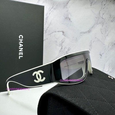 CHANEL Sunglasses CH6057 1656/S6 Shield Wrap Black & White  display picture 2