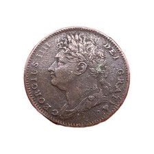 1825 King George IV Copper Farthing Coin 