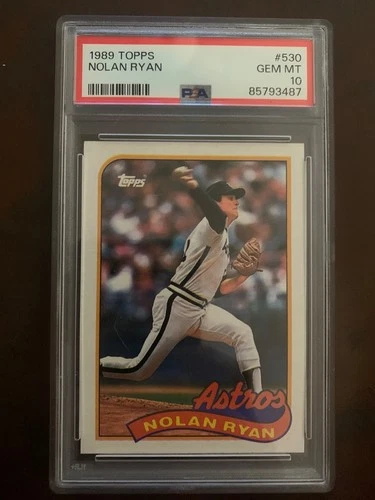 NOLAN RYAN~HOUSTON ASTROS~1989 TOPPS PSA-10 GEM-MT GRADED MLB BASEBALL CARD #530