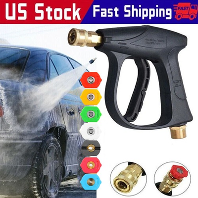 #ad 1 4quot; High Pressure Washer Gun 4000PSI Car Wash Foam Spray Short Wand w 7 Nozzle $16.29