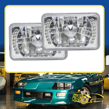 For 82-92 Chevry Camaro 5 Inch Headlight Square White Halo Crystal Led Headlamp