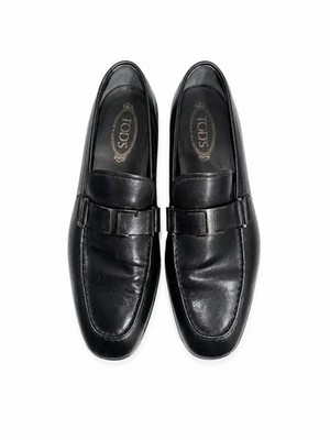 TOD S Black Leather Loafers Metal Bit Driving Shoes Made in Italy