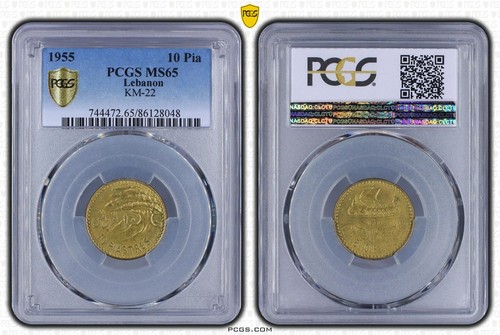 LEBANON 10 Piastres 1955 PCGS MS65 One Year Type