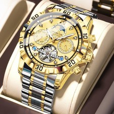 Mens Automatic Mechanical Watch Calendar Wristwatch 3 ATM Waterproof Luminous UK