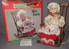 1995 Telco Christmas Motionette Mrs. Santa Animated Rocking Chair w/ Baby Doll