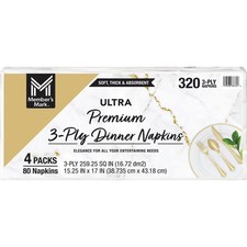 Member's Mark Ultra Premium 3-Ply White Dinner Napkins 4 Pack 80 Count Each 320