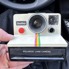 Vintage Original Polaroid SX-70 OneStep White Rainbow Stripe Land Camera TESTED