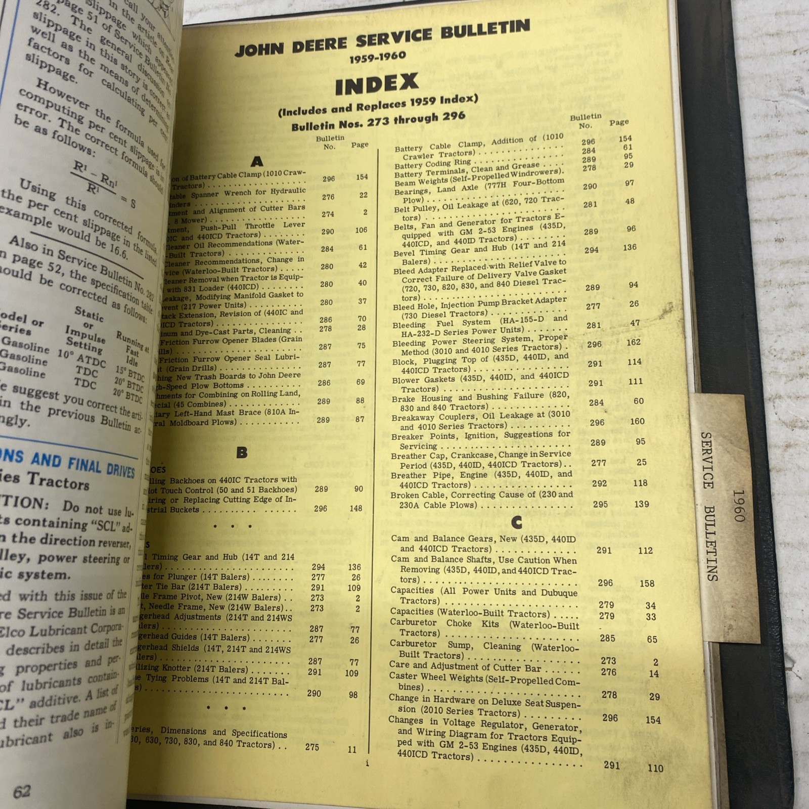 1958 59 60  John Deere General Sales Manual  Service Bulletins JM-12