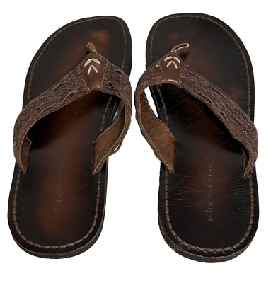 John Varvatos Shoes Size Men 9.5 Brown Leather Thong Sandals  display picture 3
