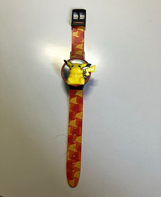 Pokémon Pikachu Digital Wristwatch Quartz Black Case Orange Plastic Strap Buckle