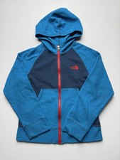 The North Face Jacket Boys S 7/8 Blue Navy Hooded Fleece Full Zip Colorblock