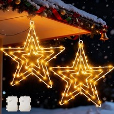 Christmas Star Window Lights 2 Pack 75 LED Star Lights Battery Operated with