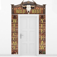 3 Pcs West Cowboy Door Decoration Wild West Party Decor Cowboy Rodeo Banner Salo