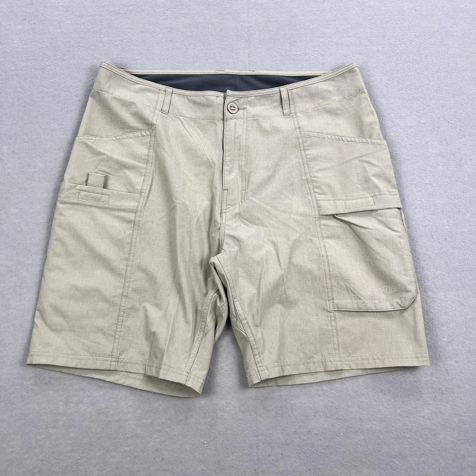 AFTCO Fishing Shorts Mens 36 Beige Cargo Polyester Outdoor AFTECH Pockets Hiking
