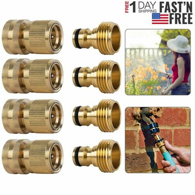 #ad 3 4quot; Garden Hose Quick Connect Water Fit Brass Female Male Connector Set 4 Pairs $18.95