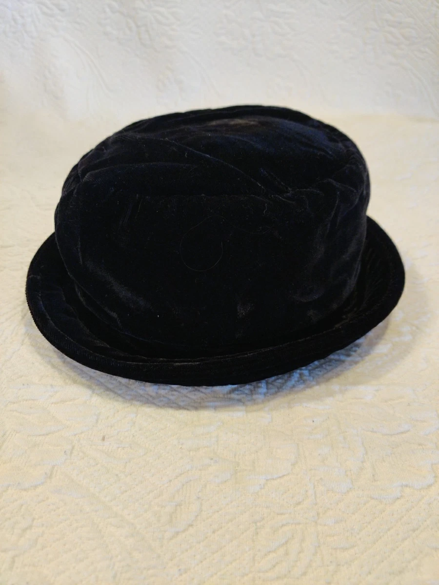 Vtg Black Velvet Hat Hopeless Romantic Soft Made in USA One Size Glue Residue NWT HOPELESS ROMANTIC Hat Vintage Cap Adjustable Lace Black  main image 3