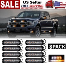 8x 6 Led Strobe Light Bar Car Truck Flashing Warning Hazard Beacon Amber White