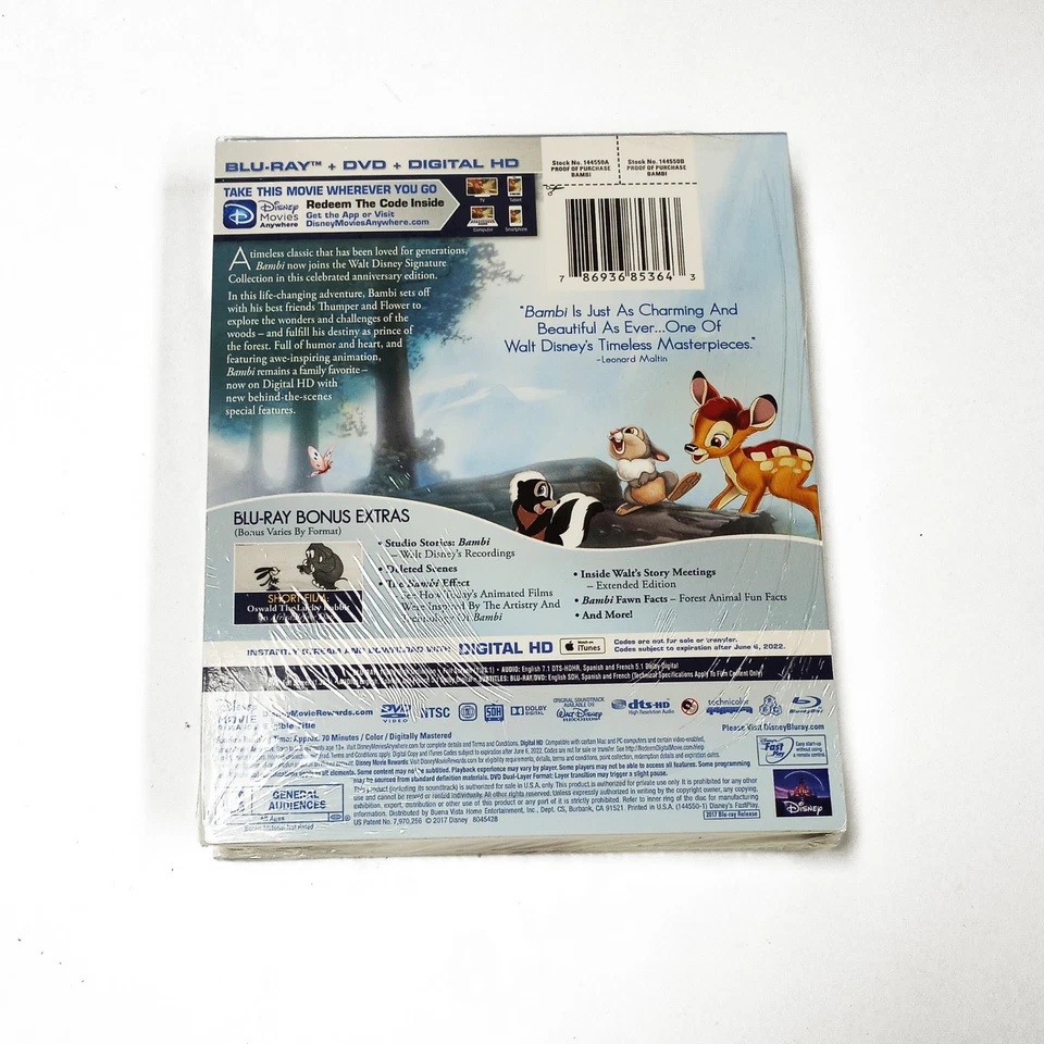 BAMBI Anniversary Edition (Blu-ray + DVD) Target Exclusive Storybook BRAND NEW - Image 2 of 3