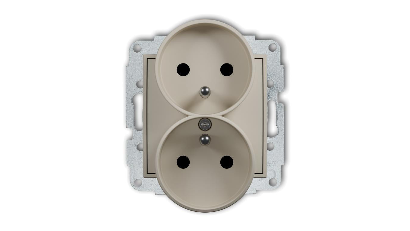 MINI double socket mechanism for frames with earthing 2x(2P+Z) (busbar tr /T2UK