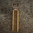 Wood Handle Metal Viking Rune Bottle Opener, Celtic Knot "SKAL" Design — photo 2