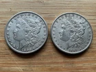 US Morgan Silver Dollars 2 coins circulated details Pre 1904 Lot TU2
