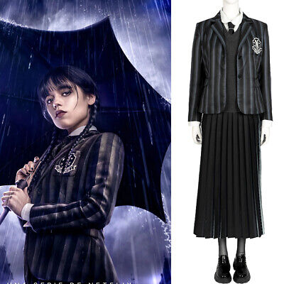 Wednesday Addams Cosplay Costume Dress Addams Family Halloween School  Uniform