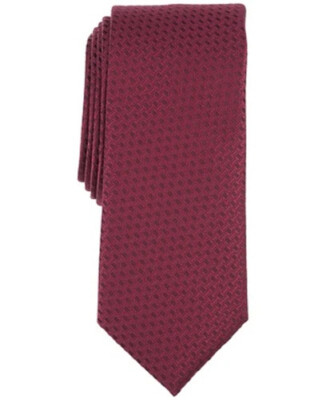 ALFANI Burgundy Red Elloree Micro Check Neck Tie NEW