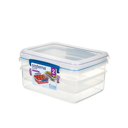 (FAST Shipping) Sistema Klip It 2L Plastic Food Storage Containers, Set of 2 - Picture 3 of 5