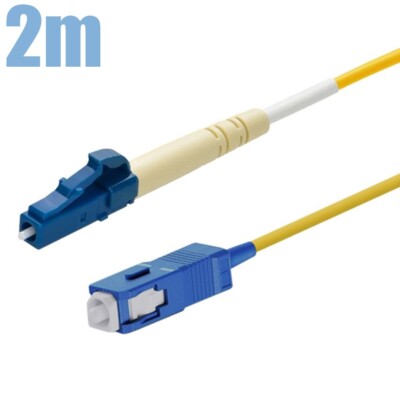 2M LC to SC UL 9/125 Simplex Single Mode Fiber Optic Optical Cable OFNR Yellow