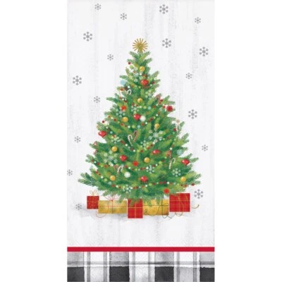 CREATIVE CONVERTING Decorative Paper Hand Towels, Christmas Tree Napkins Guest Towels - 32 Ct
