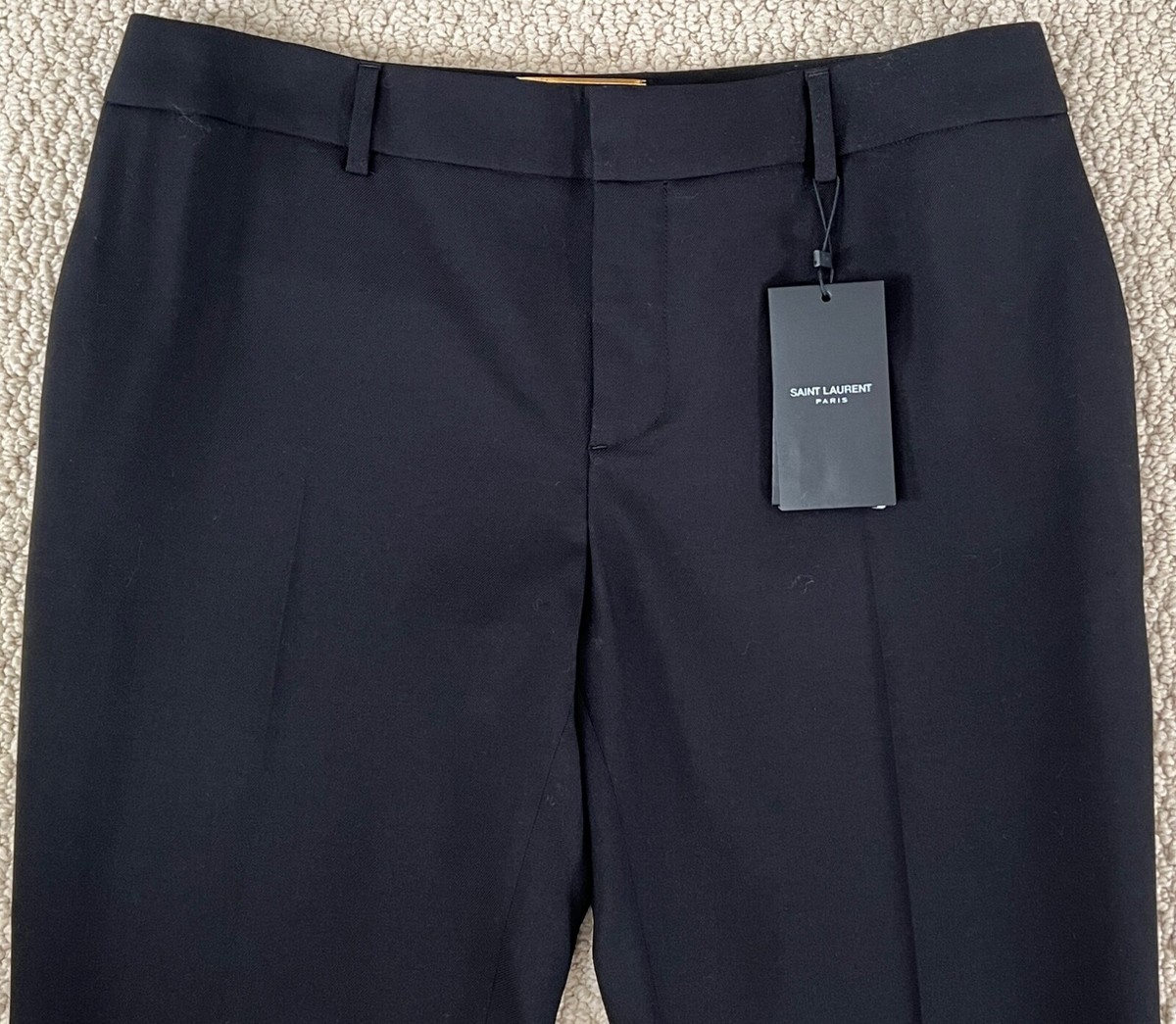 NWT Saint Laurent YSL Black Gabardine Wool Skinny Pants Trousers