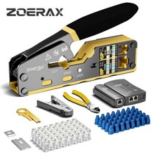 ZoeRax 8 in 1 Network Tool Kit, RJ45 Crimp Tool Kit Pass Through Crimper