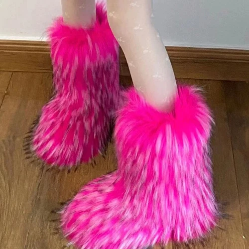 Mongolische Fellstiefel Fabrik Winter Damen Heiß Schnee Schuhe Kunstfell Stiefel Langstiefel - Bild 11 von 47