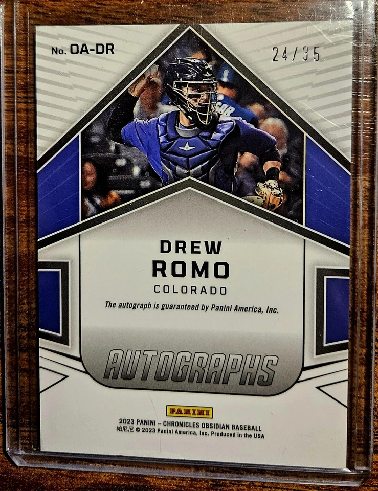 2023 Panini Chronicles Drew Romo Obsidian Auto 24/35 - Image 2 of 2